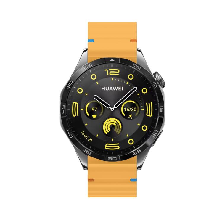 22mm Kalebol Wave Stitch Silicone Watch Band(Yellow)