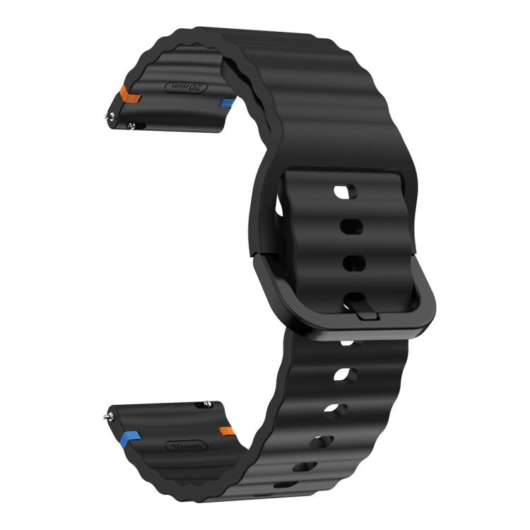 22mm Kalebol Wave Stitch Silicone Watch Band(Black)