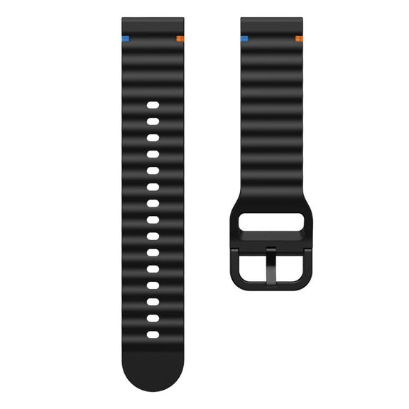 22mm Kalebol Wave Stitch Silicone Watch Band(Black)