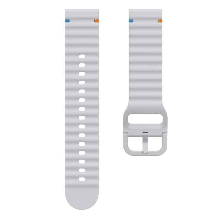 22mm Kalebol Wave Stitch Silicone Watch Band(Light Grey)