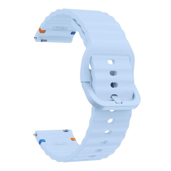 22mm Kalebol Wave Stitch Silicone Watch Band(Light Blue)