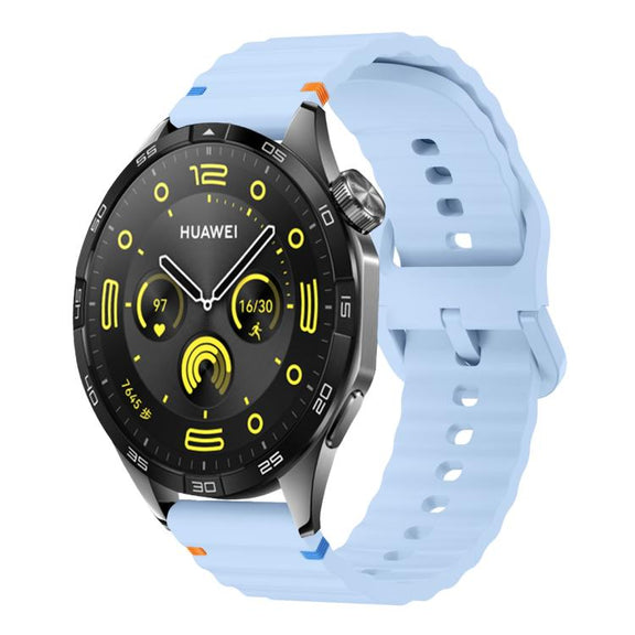 22mm Kalebol Wave Stitch Silicone Watch Band(Light Blue)