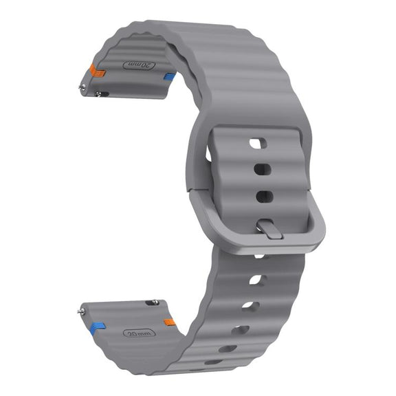 22mm Kalebol Wave Stitch Silicone Watch Band(Dark Grey)