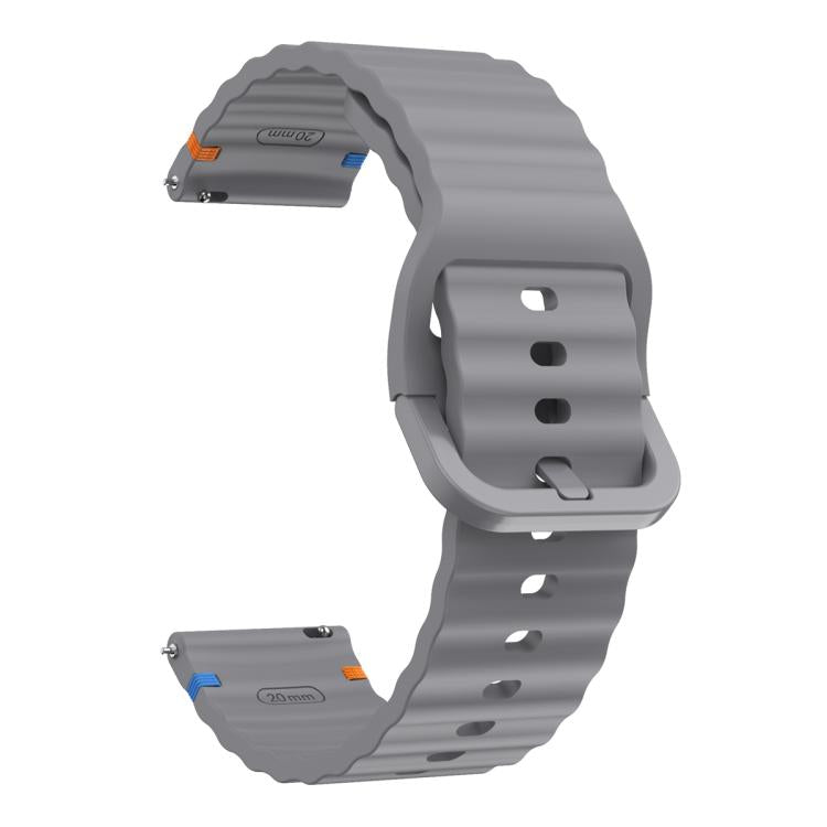 22mm Kalebol Wave Stitch Silicone Watch Band(Dark Grey)