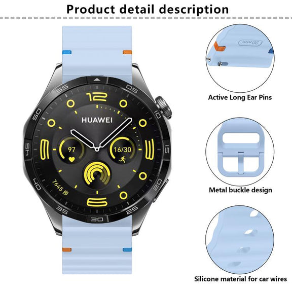22mm Kalebol Wave Stitch Silicone Watch Band(Light Grey)