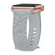 For Apple Watch 46mm / 49mm / 45mm / 44mm Kalebol 8-shaped Buckle Rose Embossed Silicone Watch Band(Cloudy Gray) - free shipping - PMc TechLife - Order now!
