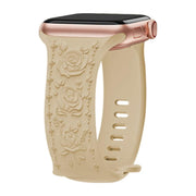 For Apple Watch 42mm / 41mm / 40mm / 38mm Kalebol 8-shaped Buckle Rose Embossed Silicone Watch Band(Milk Tea)
