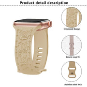 For Apple Watch 42mm / 41mm / 40mm / 38mm Kalebol 8-shaped Buckle Rose Embossed Silicone Watch Band(White)