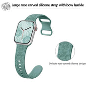 For Apple Watch 42mm / 41mm / 40mm / 38mm Kalebol 8-shaped Buckle Rose Embossed Silicone Watch Band(White)