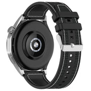 22mm Kalebol Ordinary Silver Buckle Hybrid Nylon Braid Silicone Watch Band(Black)