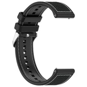 22mm Kalebol Ordinary Silver Buckle Hybrid Nylon Braid Silicone Watch Band(Black)