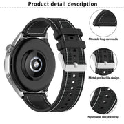 22mm Kalebol Ordinary Silver Buckle Hybrid Nylon Braid Silicone Watch Band(Grey)