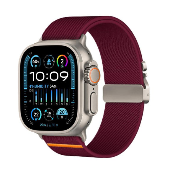 For Apple Watch 46mm / 49mm / 45mm / 44mm Kalebol Parachute Buckle Elastic Nylon Watch Band(Wine Red)