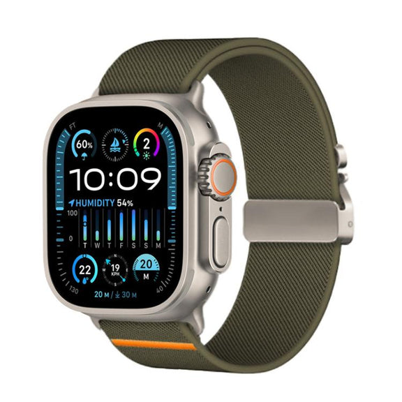 For Apple Watch 46mm / 49mm / 45mm / 44mm Kalebol Parachute Buckle Elastic Nylon Watch Band(Army Green)