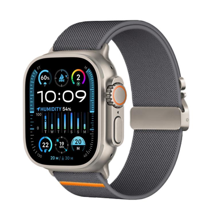 For Apple Watch 46mm / 49mm / 45mm / 44mm Kalebol Parachute Buckle Elastic Nylon Watch Band(Dark Grey)
