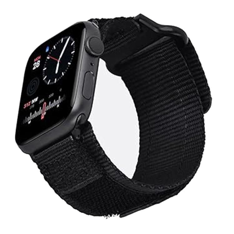 For Apple Watch 46mm / 49mm / 45mm / 44mm Kalebol Canvas Nylon Hook and Loop Watch Band(Black)