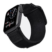 For Apple Watch 46mm / 49mm / 45mm / 44mm Kalebol Canvas Nylon Hook and Loop Watch Band(Black)
