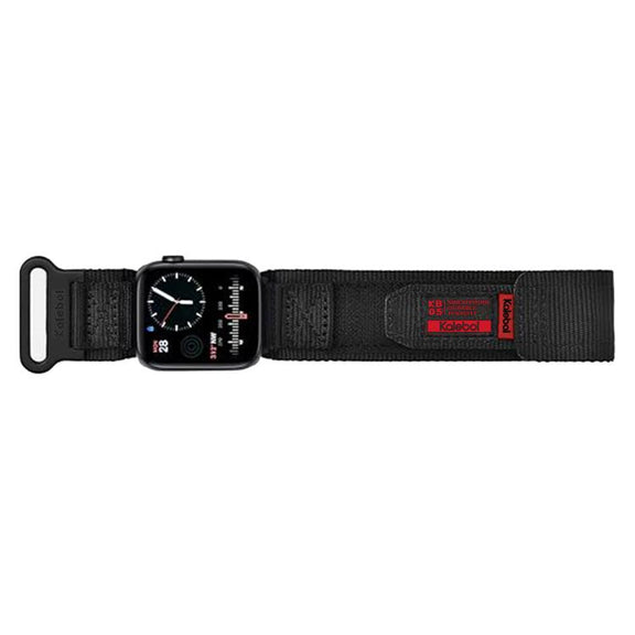 For Apple Watch 46mm / 49mm / 45mm / 44mm Kalebol Canvas Nylon Hook and Loop Watch Band(Black)