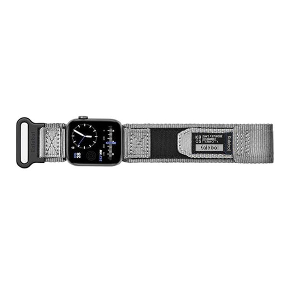 For Apple Watch 46mm / 49mm / 45mm / 44mm Kalebol Canvas Nylon Hook and Loop Watch Band(Grey)