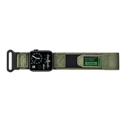 For Apple Watch 46mm / 49mm / 45mm / 44mm Kalebol Canvas Nylon Hook and Loop Watch Band(Army Green)
