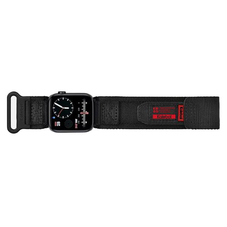 For Apple Watch 42mm / 41mm / 40mm / 38mm Kalebol Canvas Nylon Hook and Loop Watch Band(Black)