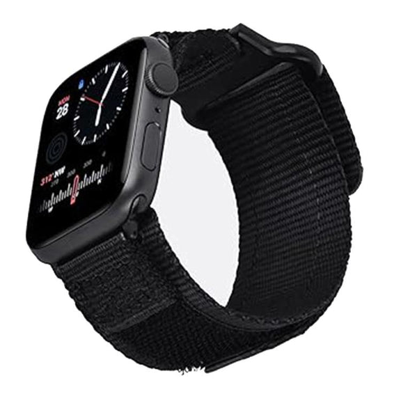 For Apple Watch 42mm / 41mm / 40mm / 38mm Kalebol Canvas Nylon Hook and Loop Watch Band(Black)