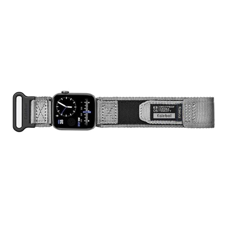 For Apple Watch 42mm / 41mm / 40mm / 38mm Kalebol Canvas Nylon Hook and Loop Watch Band(Grey)