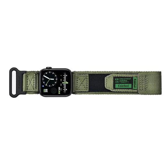 For Apple Watch 42mm / 41mm / 40mm / 38mm Kalebol Canvas Nylon Hook and Loop Watch Band(Army Green)