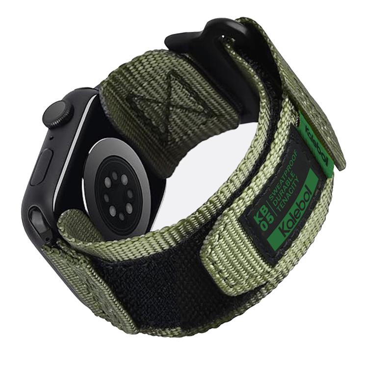 For Apple Watch 42mm / 41mm / 40mm / 38mm Kalebol Canvas Nylon Hook and Loop Watch Band(Army Green)