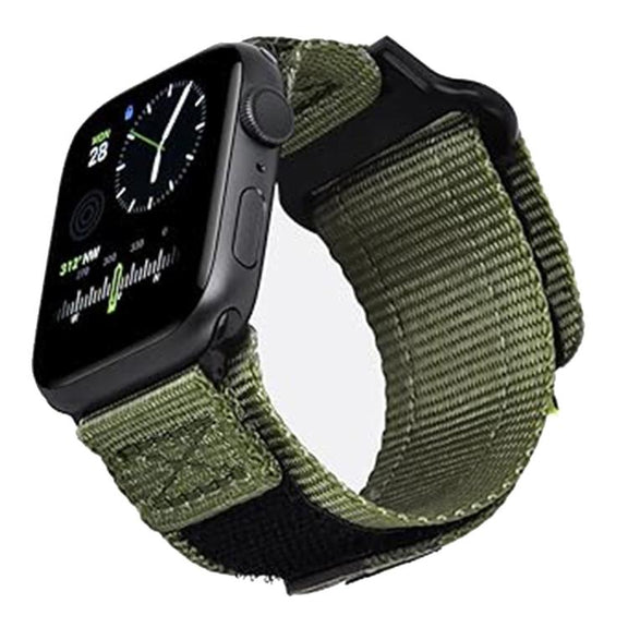 For Apple Watch 42mm / 41mm / 40mm / 38mm Kalebol Canvas Nylon Hook and Loop Watch Band(Army Green)