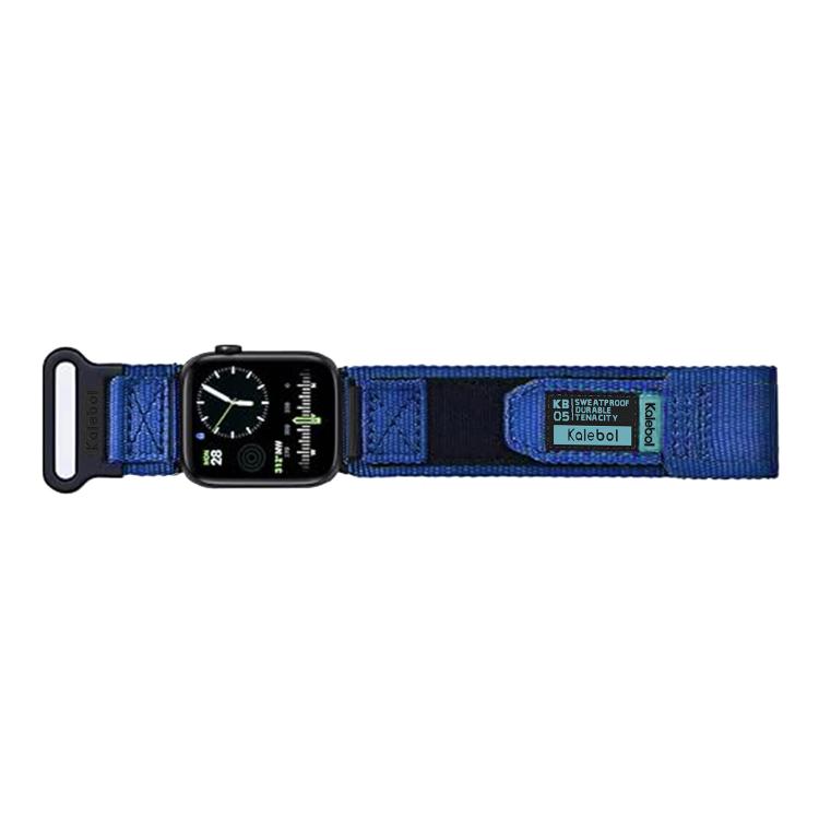 For Apple Watch 42mm / 41mm / 40mm / 38mm Kalebol Canvas Nylon Hook and Loop Watch Band(Blue)