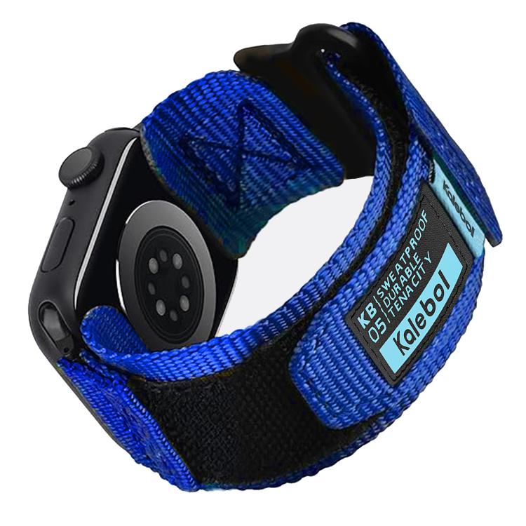 For Apple Watch 42mm / 41mm / 40mm / 38mm Kalebol Canvas Nylon Hook and Loop Watch Band(Blue)