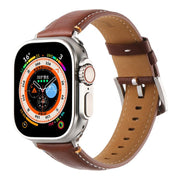 For Apple Watch 46mm / 49mm / 45mm / 44mm Kalebol Stitched Genuine Leather Watch Band(Pull Up Leather Brown)