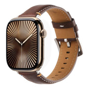 For Apple Watch 42mm / 41mm / 40mm / 38mm Kalebol Stitched Genuine Leather Watch Band(Pull Up Leather Coffee)