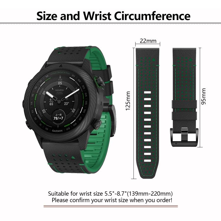 For Garmin Fenix 7 22mm Kalebol Dot Hole Silicone Leather Quick Release Watch Band(Brown Black) - free shipping - PMc TechLife - Order now!