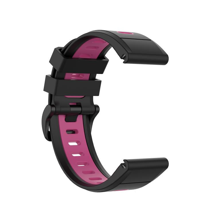 For Garmin QuickFit 26mm Kalebol Two-color Silicone Watch Band(Black Rose Red) - free shipping - PMc TechLife - Order now!
