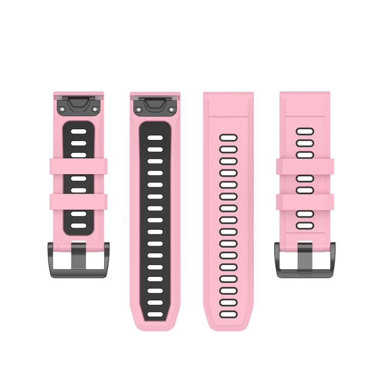 For Garmin QuickFit 20mm Kalebol Two-color Silicone Watch Band(Pink Black) - free shipping - PMc TechLife - Order now!