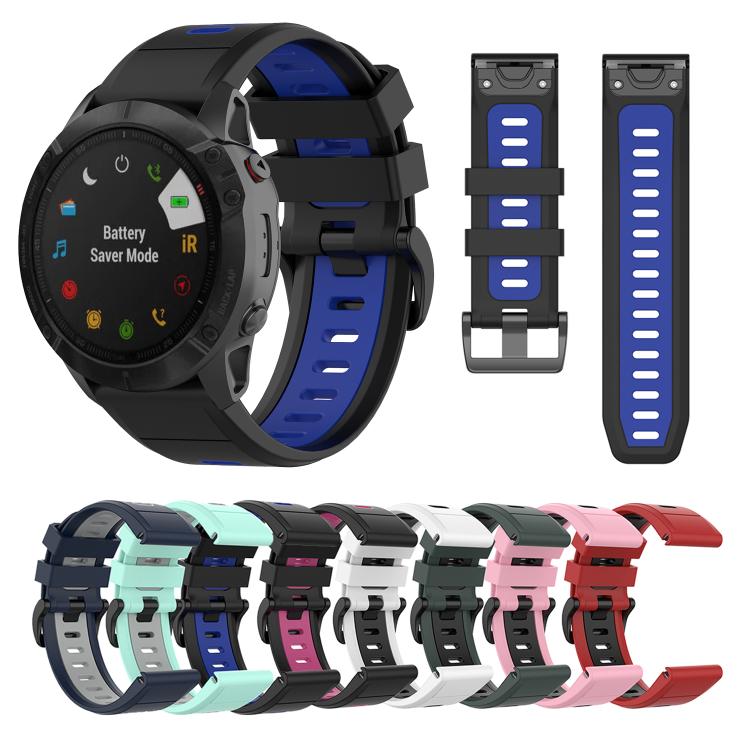 For Garmin QuickFit 20mm Kalebol Two-color Silicone Watch Band(White Black)
