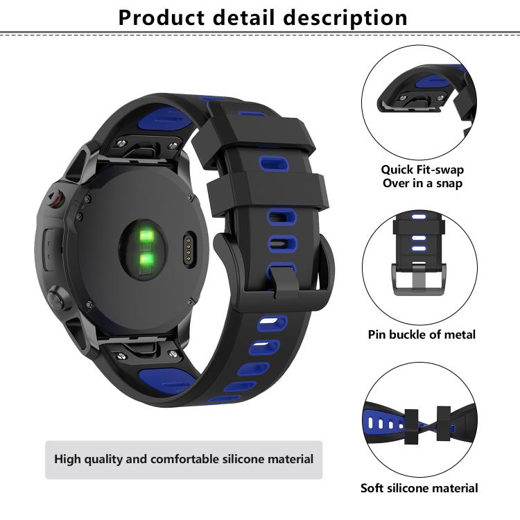 For Garmin QuickFit 22mm Kalebol Two-color Silicone Watch Band(Blue Grey) - free shipping - PMc TechLife - Order now!