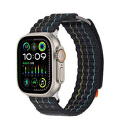 For Apple Watch 46mm / 49mm / 45mm / 44mm Kalebol  Dual-section Sports Nylon Loop Watch Band(Black)