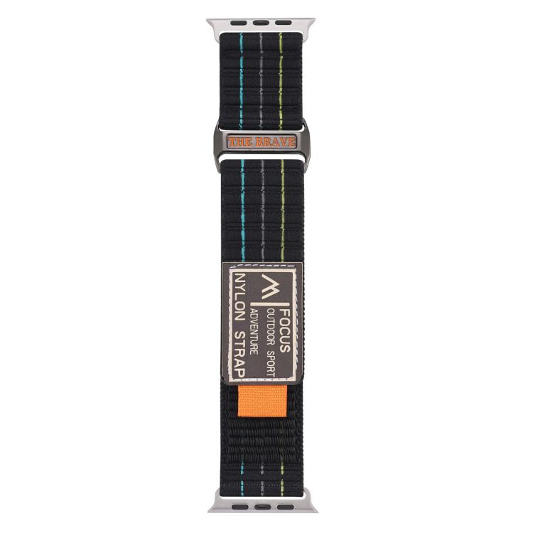 For Apple Watch 46mm / 49mm / 45mm / 44mm Kalebol  Dual-section Sports Nylon Loop Watch Band(Black)