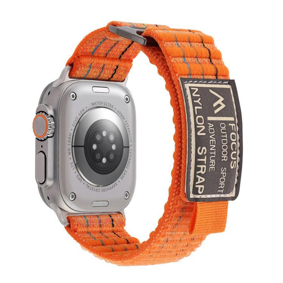 For Apple Watch 46mm / 49mm / 45mm / 44mm Kalebol  Dual-section Sports Nylon Loop Watch Band(Orange)