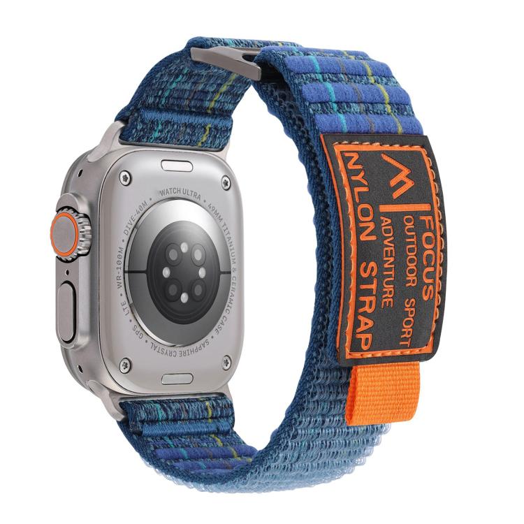 For Apple Watch 46mm / 49mm / 45mm / 44mm Kalebol  Dual-section Sports Nylon Loop Watch Band(Deep Sea Blue)