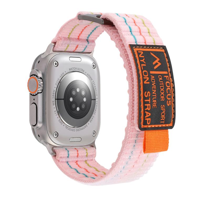 For Apple Watch 46mm / 49mm / 45mm / 44mm Kalebol  Dual-section Sports Nylon Loop Watch Band(Cherry Blossom Pink)