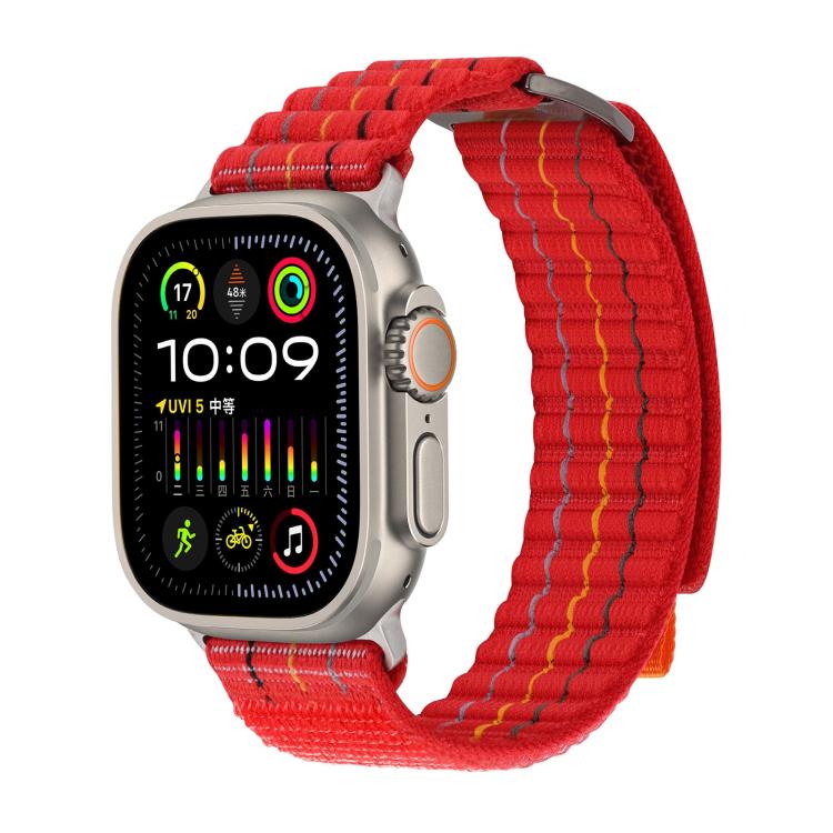 For Apple Watch 46mm / 49mm / 45mm / 44mm Kalebol  Dual-section Sports Nylon Loop Watch Band(Cherry Red) - Watch Bands by Kalebol | Online Shopping South Africa | PMC TechLife | Buy Now Pay Later Mobicred