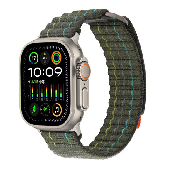 For Apple Watch 46mm / 49mm / 45mm / 44mm Kalebol  Dual-section Sports Nylon Loop Watch Band(Green)