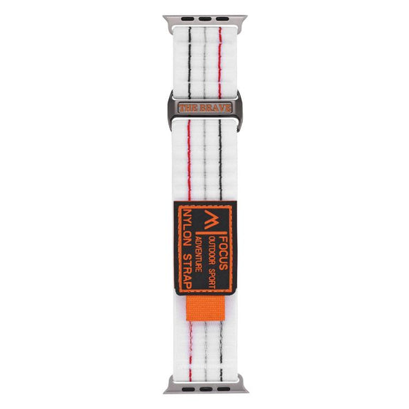 For Apple Watch 42mm / 41mm / 40mm / 38mm Kalebol  Dual-section Sports Nylon Loop Watch Band(White)