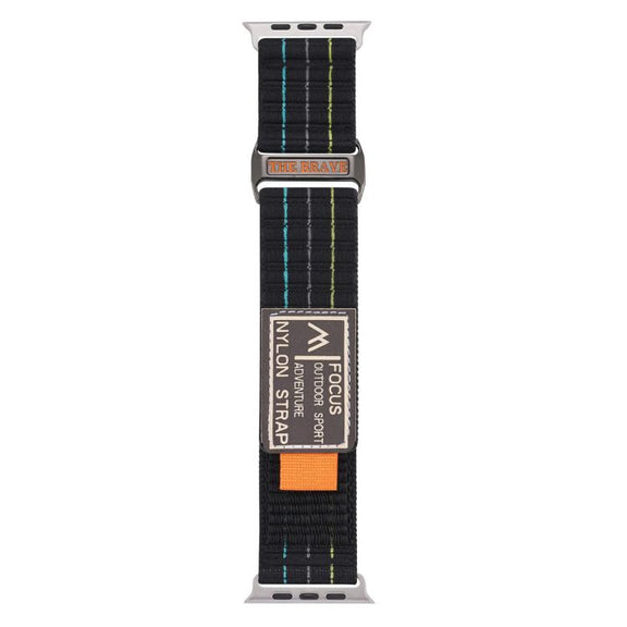 For Apple Watch 42mm / 41mm / 40mm / 38mm Kalebol  Dual-section Sports Nylon Loop Watch Band(Black)