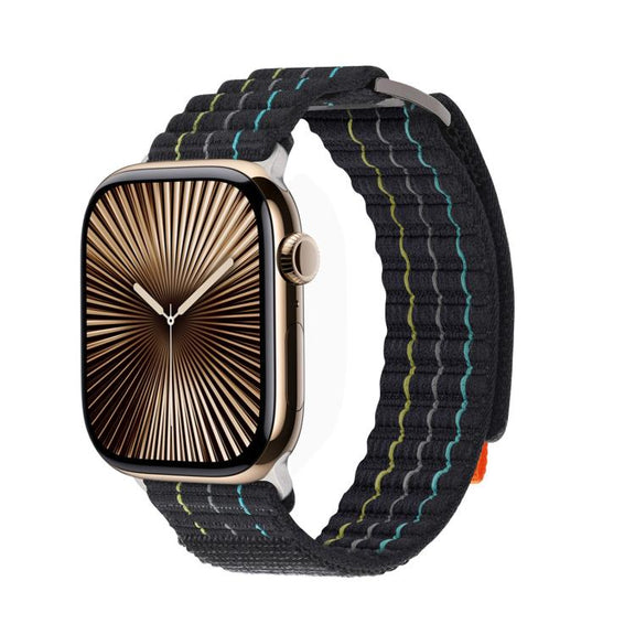 For Apple Watch 42mm / 41mm / 40mm / 38mm Kalebol  Dual-section Sports Nylon Loop Watch Band(Black)