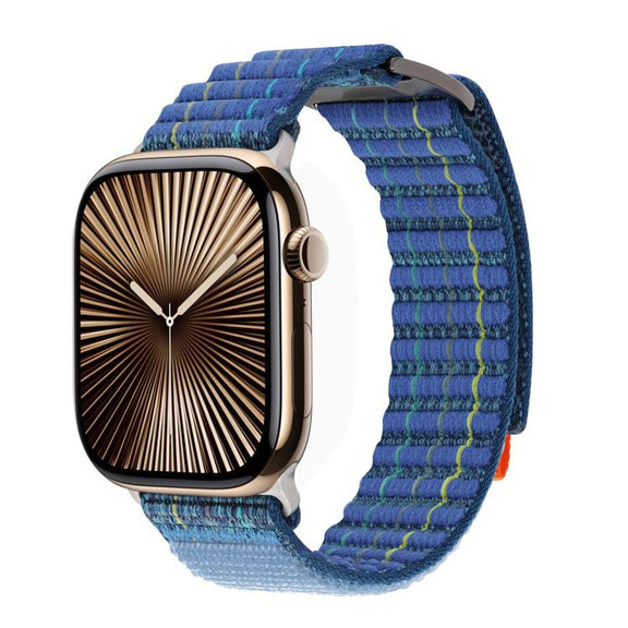 For Apple Watch 42mm / 41mm / 40mm / 38mm Kalebol  Dual-section Sports Nylon Loop Watch Band(Deep Sea Blue)